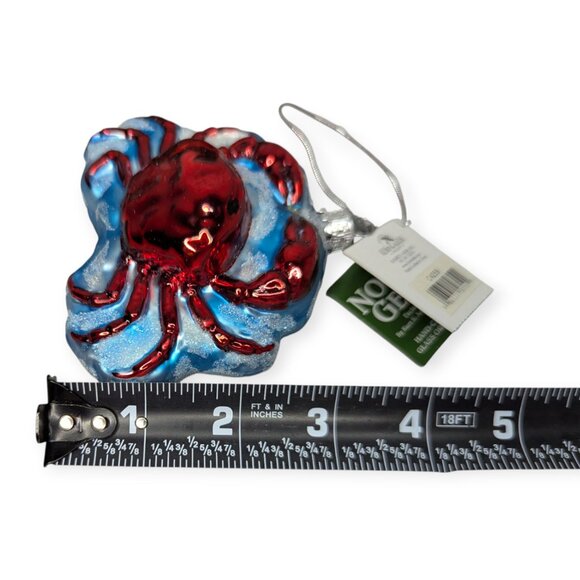 Nobel Gems by Kurt S Adler Christmas Crab Blue Red Glass Ornament w/Original Box - Picture 12 of 13